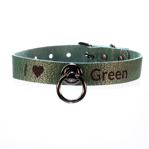 SiaLinda: YOU Ziege Green mit Ring, Personalisiertes Halsband DEIN NAME oder WORT, individuell erstellt. Feinstes Ziegen Premium Leder - SiaLinda.com