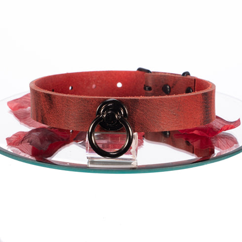 Sparset aus Armband oder Fußfesseln schwarz - rot Classic und passendem Halsband Nummer 12 - SiaLinda.com