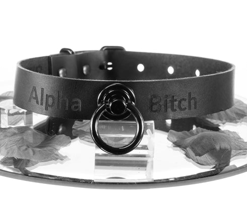 YOU BLACK Personalisiertes Halsband mit O - Ring und Wunschtext, individuell erstellt. Schwarz, italienisches Premium Leder - SiaLinda.com