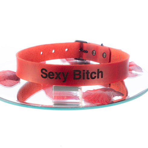 YOU Halsband Serie 12 rot mit Wunschtext, individuell erstellt, italienisches Premium Leder - SiaLinda.com