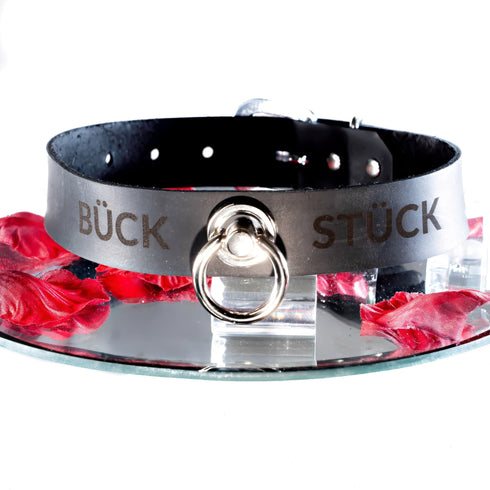 YOU Twenty - Five mit O - Ring und Wunschtext, personalisiertes Halsband individuell erstellt. Schwarz, italienisches Premium Leder - SiaLinda.com