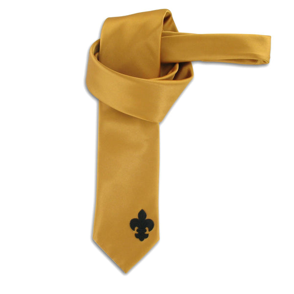 SiaLinda: Krawatte Aurelia, gold gelb, Satin, mit Lilien Applikation