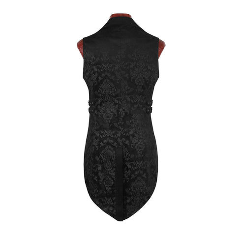 SiaLinda for Men: Frack Weste Gorm, Jacquard, Samt, breiter Kragen, schwarz