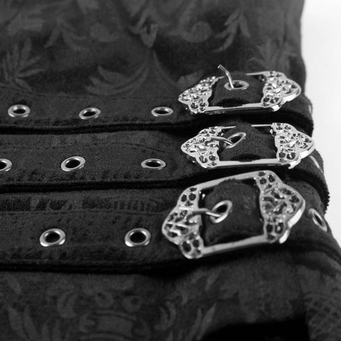 SiaLinda for Men: Frack Weste Gorm, Jacquard, Samt, breiter Kragen, schwarz