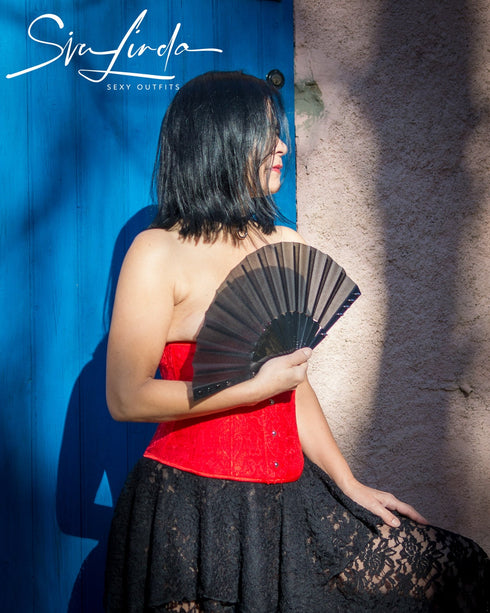 Fächer mit Spikes, Fetisch Goth Accessoire, schwarz - SiaLinda.com