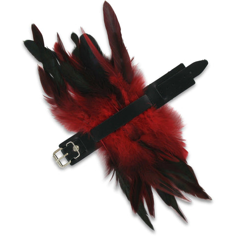 SiaLinda: 2er Set Federarmband Zaha rot, mit Federn und schwarzem Leder, einstellbar - SiaLinda.com