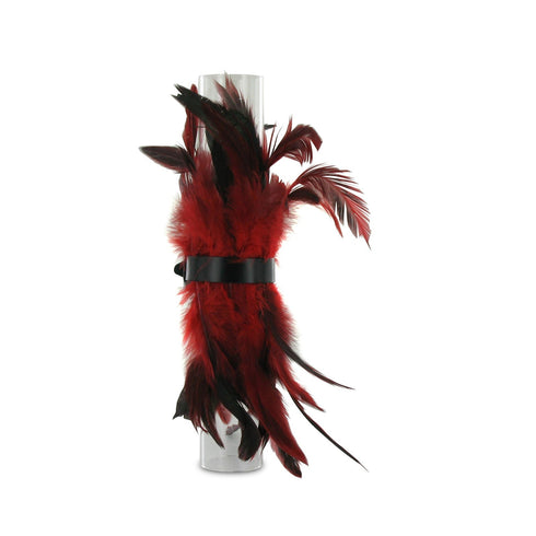 SiaLinda: 2er Set Federarmband Zaha rot, mit Federn und schwarzem Leder, einstellbar - SiaLinda.com