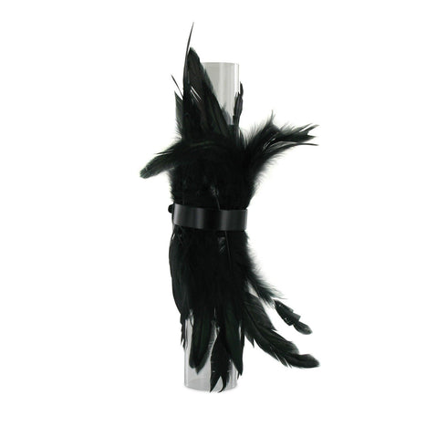 SiaLinda: 2er Set Federarmband Zaha schwarz, mit Federn und schwarzem Leder, einstellbar