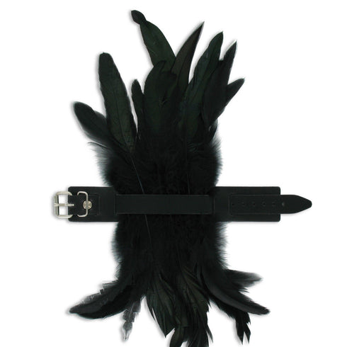 SiaLinda: 2er Set Federarmband Zaha schwarz, mit Federn und schwarzem Leder, einstellbar