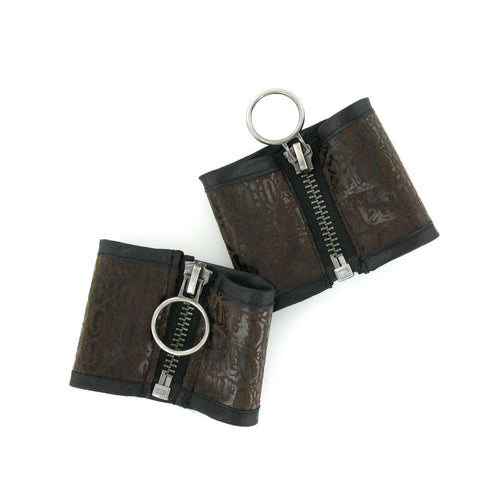 SiaLinda: Armband Set Kroko, Manschette, Kunstleder, Reißverschluss, braun