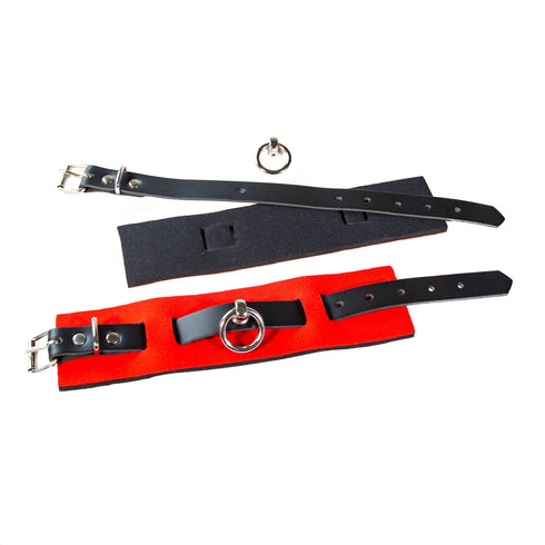 SiaLinda: Armbänder BDSM Leder mit Neoprenpolster schwarz - rot - SiaLinda.com