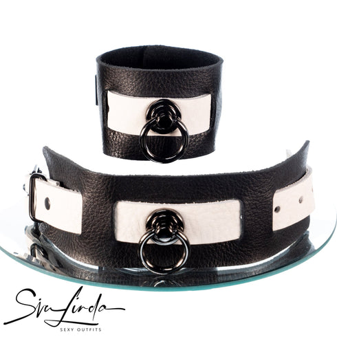 SiaLinda: Armbänder Fußfesseln Serie Soft BDSM Leder schwarz - weiß | Bondage Armfesseln - SiaLinda.com