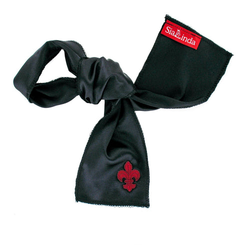 SiaLinda: Augenbinde Zola II Jeanne, schwarz, Satin mit Lilie. Bondagetuch - SiaLinda.com