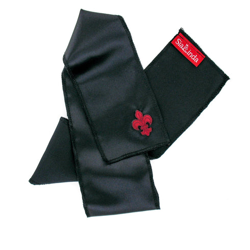 SiaLinda: Augenbinde Zola II Jeanne, schwarz, Satin mit Lilie. Bondagetuch - SiaLinda.com