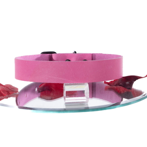 SiaLinda: BDSM Halsband Premium Vacchetta Leder aus Italien pink, mit oder ohne Ring, Geschenkverpackung - SiaLinda.com