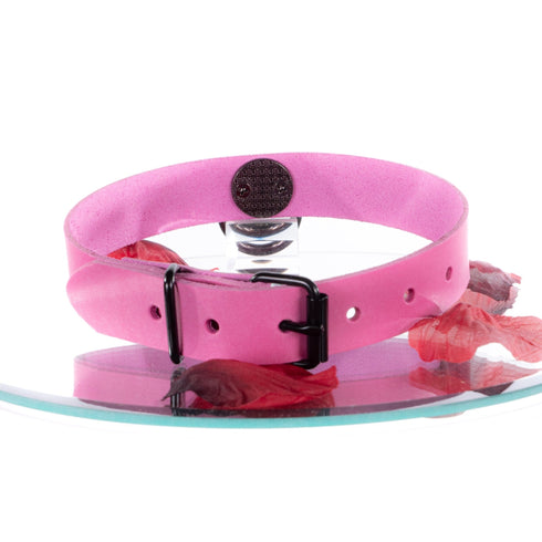 SiaLinda: BDSM Halsband Premium Vacchetta Leder aus Italien pink, mit oder ohne Ring, Geschenkverpackung - SiaLinda.com