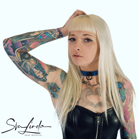 SiaLinda: BDSM Halsband Premium Vacchetta Leder aus Italien: rot, blau, grün oder schwarz, mit oder ohne Ring, Geschenkverpackung - SiaLinda.com