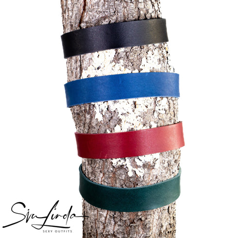 SiaLinda: BDSM Halsband Premium Vacchetta Leder aus Italien: rot, blau, grün oder schwarz, mit oder ohne Ring, Geschenkverpackung - SiaLinda.com