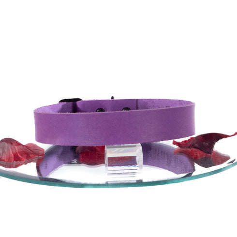 SiaLinda: BDSM Halsband Premium Vacchetta Leder aus Italien violett purple, mit oder ohne Ring, Geschenkverpackung - SiaLinda.com