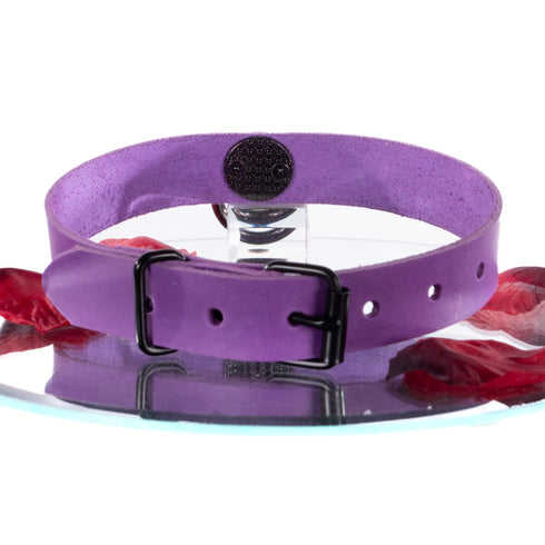 SiaLinda: BDSM Halsband Premium Vacchetta Leder aus Italien violett purple, mit oder ohne Ring, Geschenkverpackung - SiaLinda.com