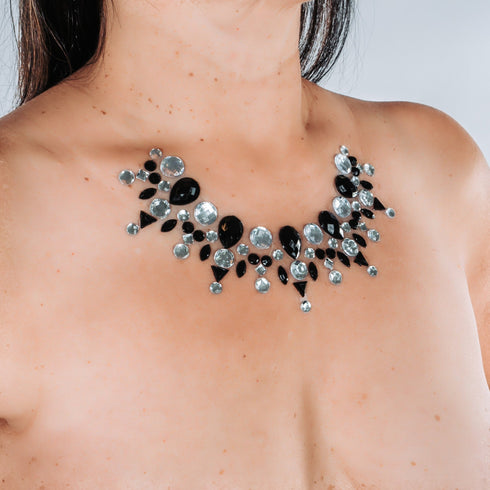 SiaLinda: Brust- und Körperschmuck Colare silber schwarz, selbstklebend, Glitzernd - SiaLinda.com