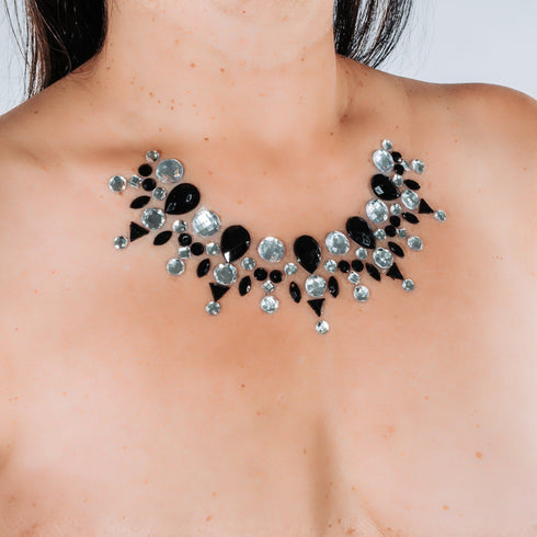 SiaLinda: Brust- und Körperschmuck Colare silber schwarz, selbstklebend, Glitzernd - SiaLinda.com