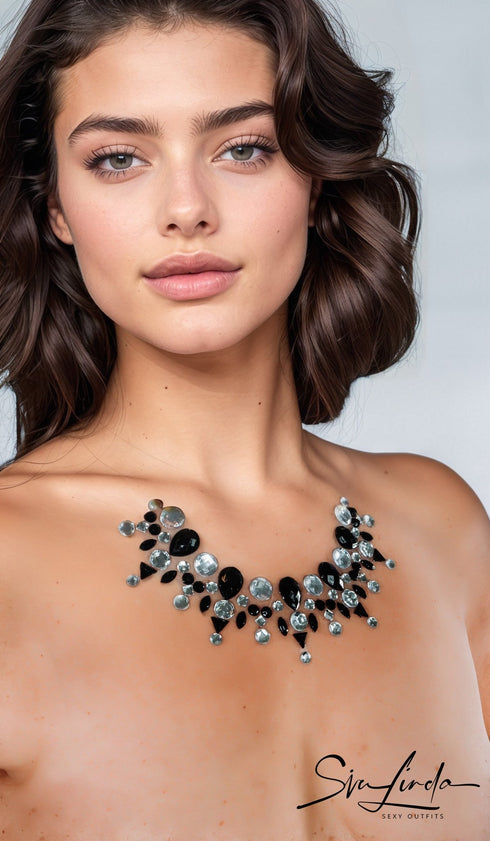 SiaLinda: Brust- und Körperschmuck Colare silber schwarz, selbstklebend, Glitzernd - SiaLinda.com
