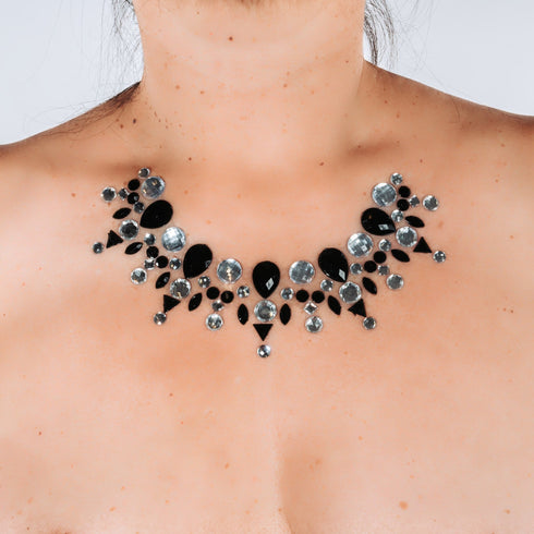 SiaLinda: Brust- und Körperschmuck Colare silber schwarz, selbstklebend, Glitzernd - SiaLinda.com