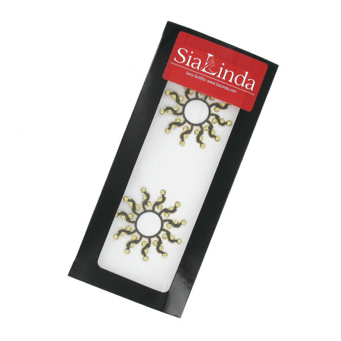 SiaLinda: Brust- und Körpertattoo Anela, selbstklebend, 2er Set, schwarz gold, Blumenmuster