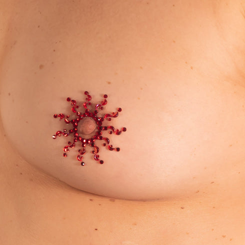 SiaLinda: Brust- und Körpertattoo Aoani rot, selbstklebend, 2er Set, Blumenmuster. - SiaLinda.com