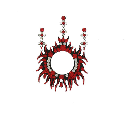 SiaLinda: Brust- und Körpertattoo Mellit, selbstklebend, 2er Set, schwarz rot, Feuermuster.