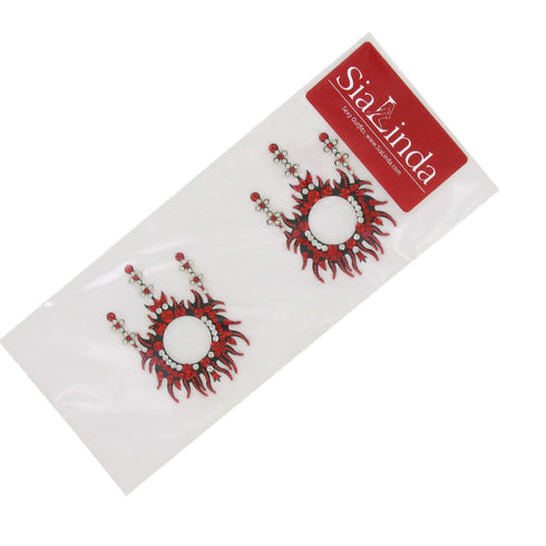 SiaLinda: Brust- und Körpertattoo Mellit, selbstklebend, 2er Set, schwarz rot, Feuermuster.