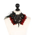 SiaLinda: Brustschmuck Halsschmuck Antoinette, mit schwarzen Rosen und roten Federn - SiaLinda.com