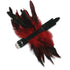 SiaLinda: Federarmband Zaha rot, mit Federn und schwarzem Leder, einstellbar - SiaLinda.com