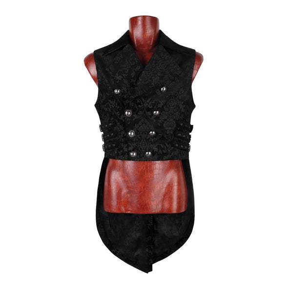 SiaLinda for Men: Frack Weste Gorm, Jacquard, Samt, breiter Kragen, schwarz - SiaLinda.com