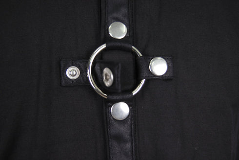 SiaLinda for Men: Hemd Heidar, kurzärmlig, kreuzförmige Druckknöpfe, schwarz - SiaLinda.com