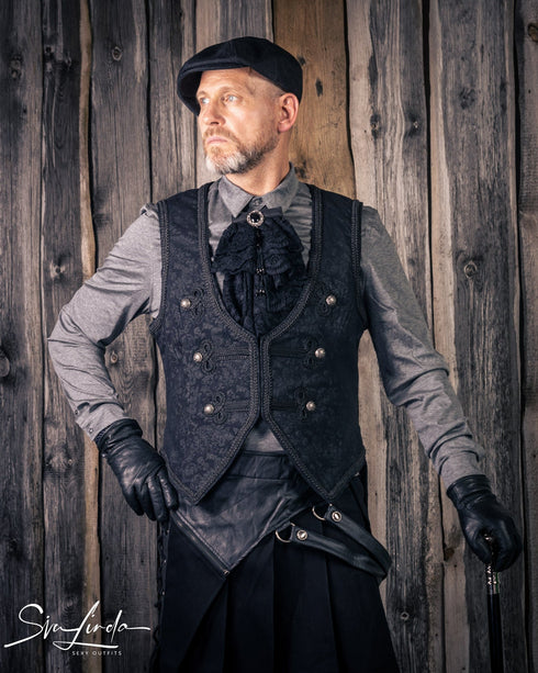 SiaLinda for Men: Herrenrock Blaengur, Kilt Stil, asymetrisch, Baumwolle, schwarz - SiaLinda.com