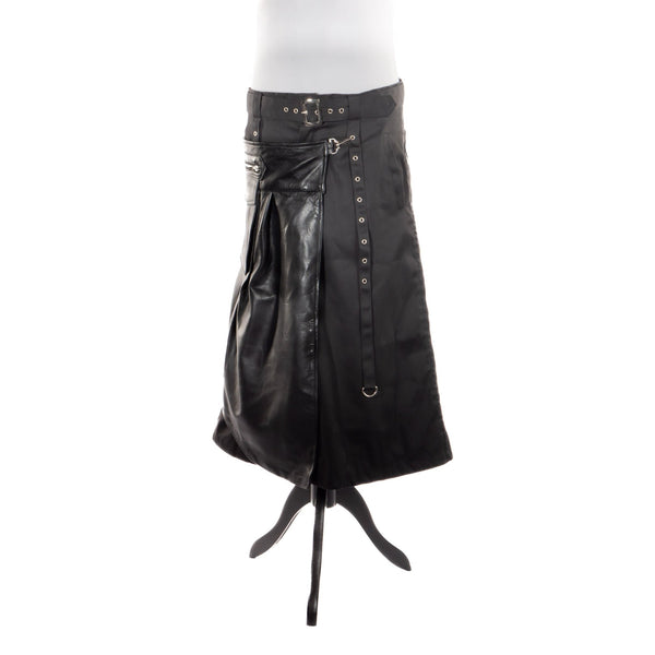 SiaLinda for Men: Herrenrock Erlendur, Kilt Stil, Baumwolle und Leder, schwarz - SiaLinda.com