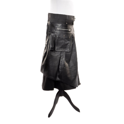 SiaLinda for Men: Herrenrock Erlendur, Kilt Stil, Baumwolle und Leder, schwarz - SiaLinda.com