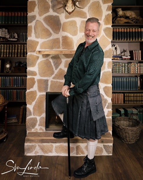 SiaLinda for Men: Herrenrock Haakon, Kilt Stil, Baumwolle, schwarz - SiaLinda.com