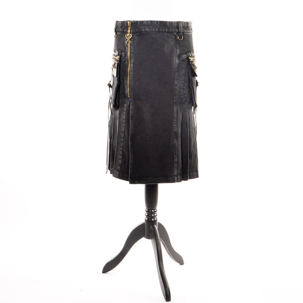 SiaLinda for Men: Herrenrock Torak, Kilt Stil, große Taschen, Baumwolle, schwarz - SiaLinda.com