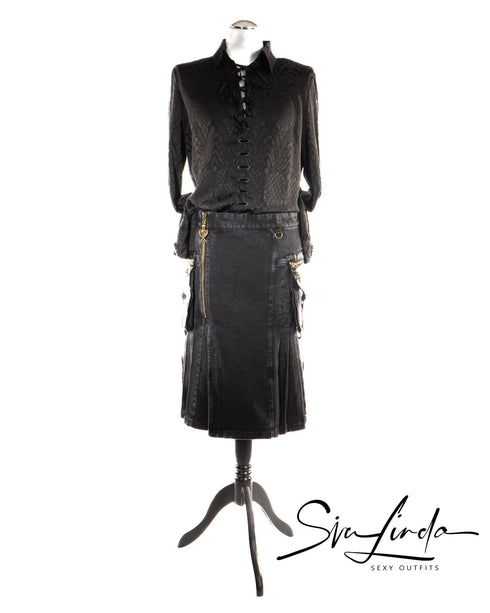 SiaLinda for Men: Herrenrock Torak, Kilt Stil, große Taschen, Baumwolle, schwarz - SiaLinda.com