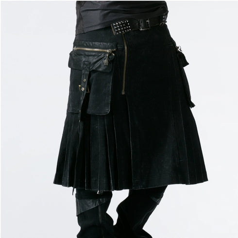 SiaLinda for Men: Herrenrock Torak, Kilt Stil, große Taschen, Baumwolle, schwarz - SiaLinda.com