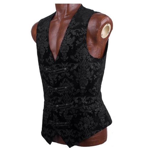 SiaLinda for Men: Herrenweste Rasmus, Samt Brokat, schwarz - SiaLinda.com