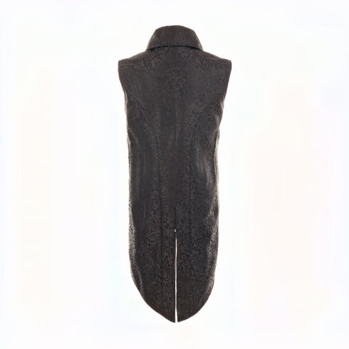 SiaLinda for Men: Langweste Aki - Gentleman Frack Weste in Brokat Schwarz - SiaLinda.com