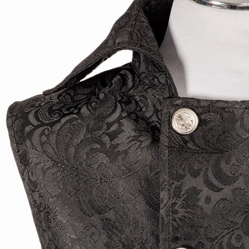 SiaLinda for Men: Langweste Aki, Jacquard, Frack Weste, Brokat schwarz - SiaLinda.com