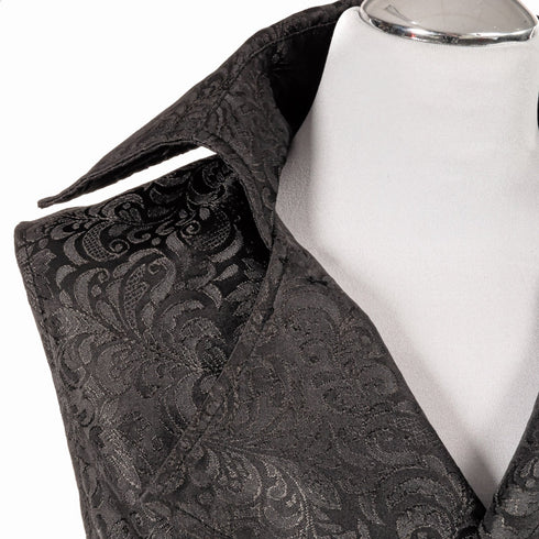 SiaLinda for Men: Langweste Aki, Jacquard, Frack Weste, Brokat schwarz - SiaLinda.com