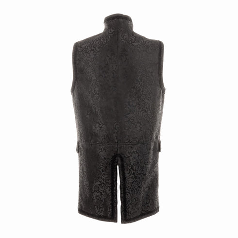 SiaLinda for Men: Langweste Halvar, Weste Brokat, Schwarz | Gentleman Look - SiaLinda.com