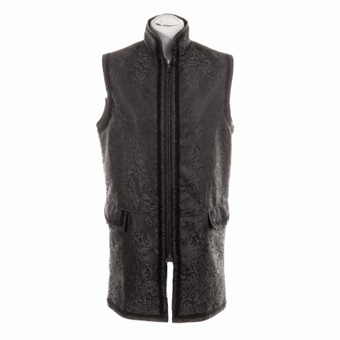 SiaLinda for Men: Langweste Halvar, Weste Brokat, Schwarz | Gentleman Look - SiaLinda.com