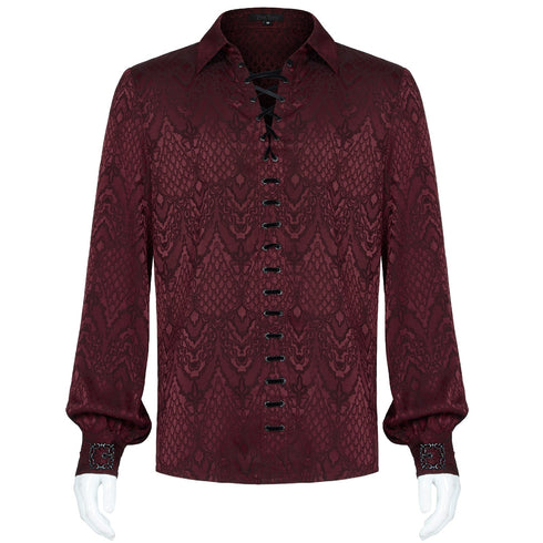 SiaLinda for Men: Rikard, gothisches Jacquardhemd rot - SiaLinda.com